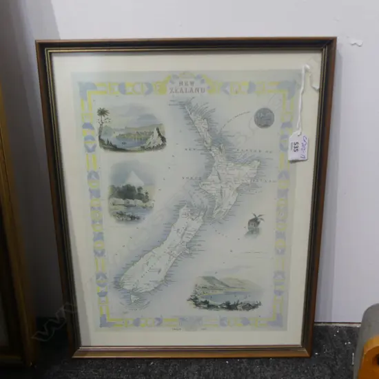 20thC REPRINT OF NZ MAP 'TALLIS 1852' 400 X 320mm