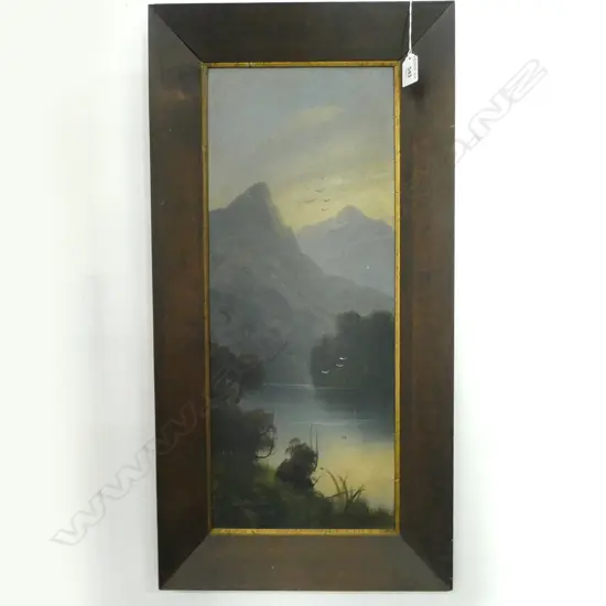 PAUL WREN, RIVER SCENE, OIL ON BOARD, 580x240mm