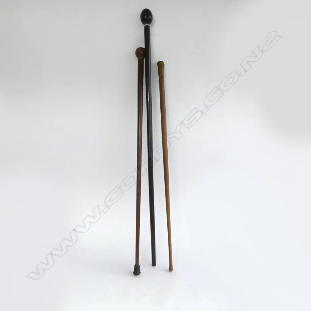 THREE WOODEN WALKING STICKS L.980mm Image 1++