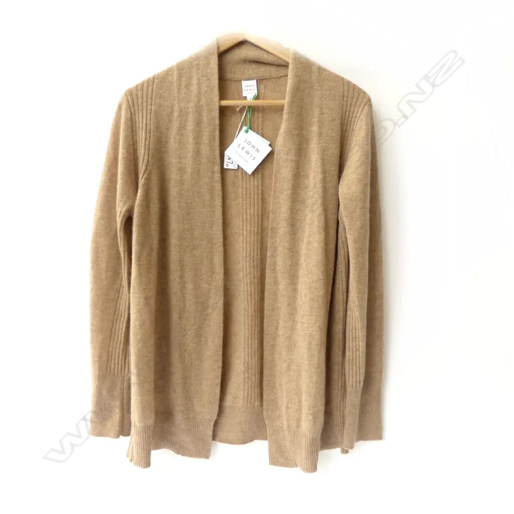 JOHN LEWIS WOMENS BEIGE CASHMERE CARDIGAN (NEW); SIZE M Image 1++