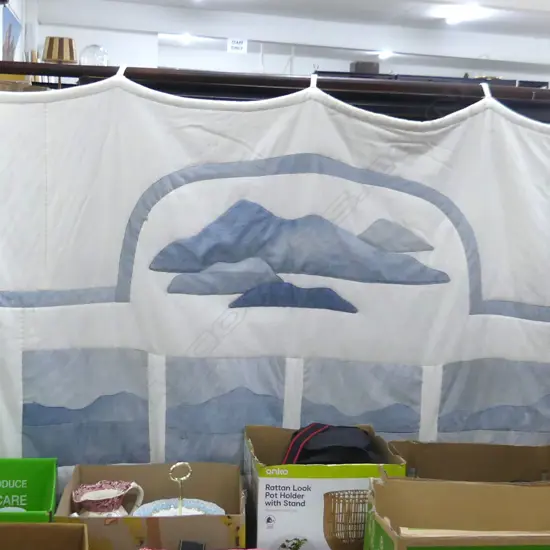 FABRIC WALL HANGING; DIANE SMITH 'BLUE SCAPES' '80