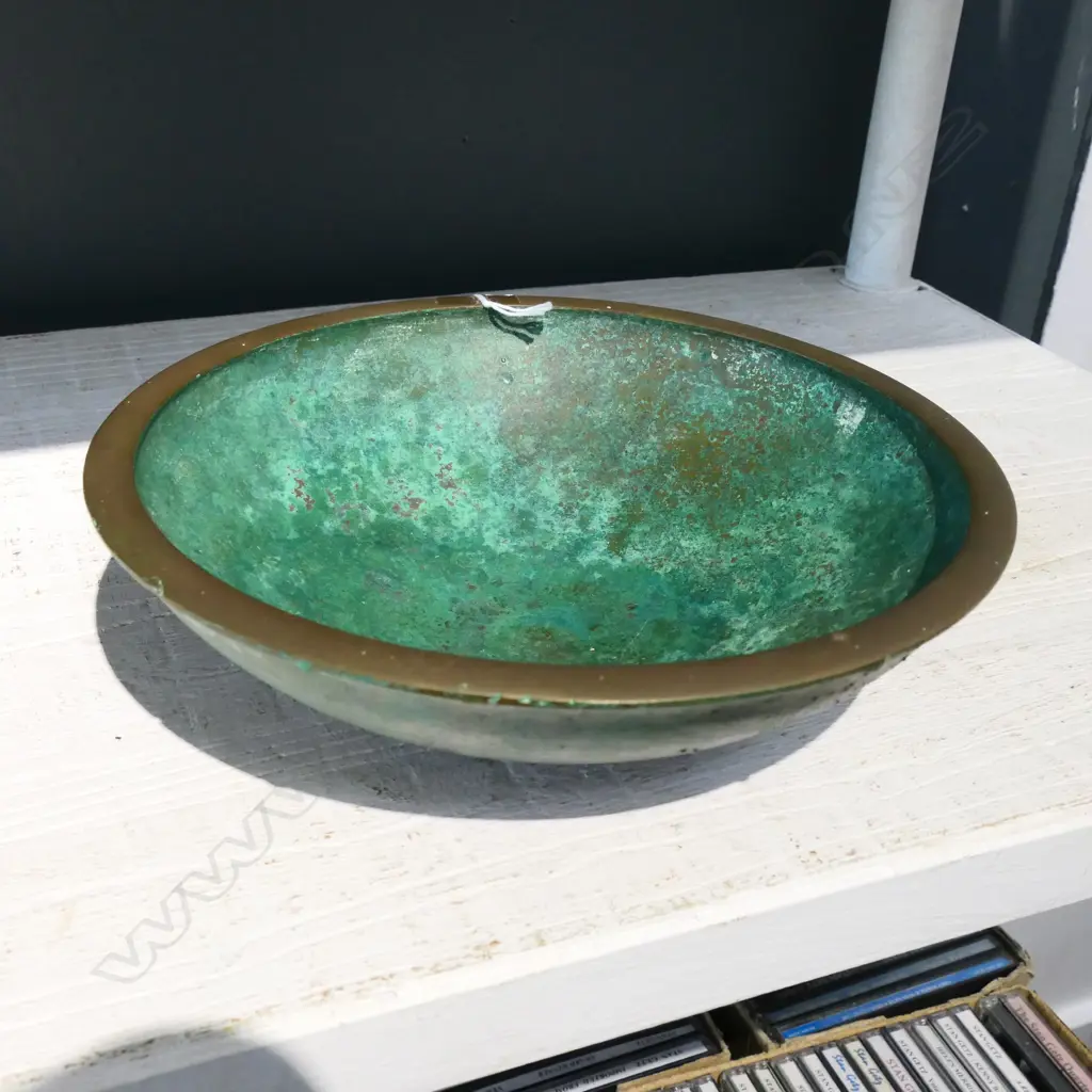 HEAVY STUDIO CAST BRONZE BOWL SIGNED DIA230MM Image 1++