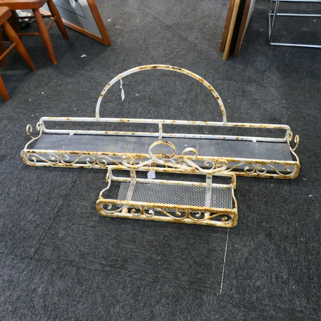 2 WROUGHT IRON SHELVES; LONGEST L.900mm Image 1++