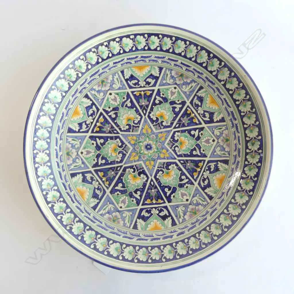 HAND PAINTED CERAMIC PLATE Dia.410mm makers mark to base Image 1++