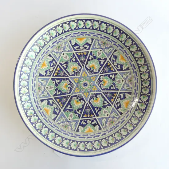 HAND PAINTED CERAMIC PLATE Dia.410mm makers mark to base