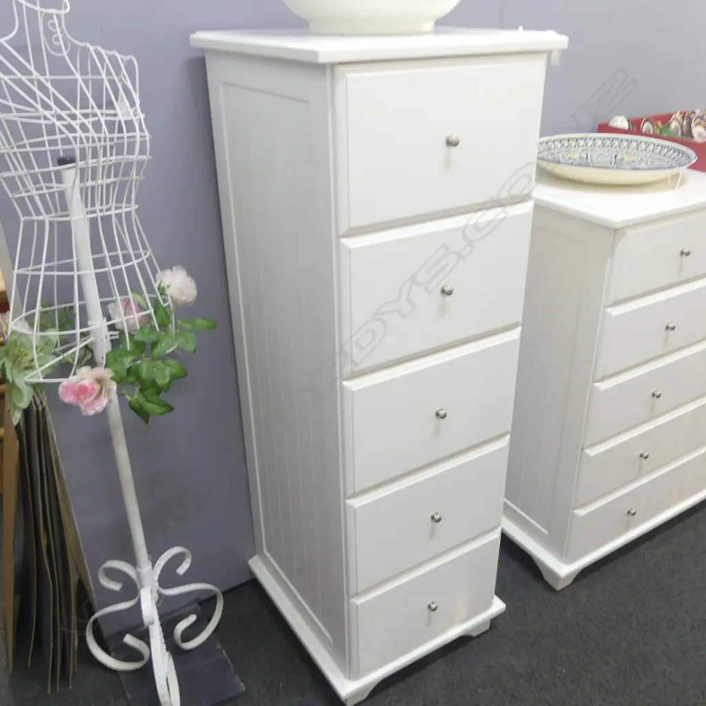 FREEDOM TALLBOY SET OF DRAWERS; PAINTED WHITE H.1410mm W.480mm D.500mm Image 1++