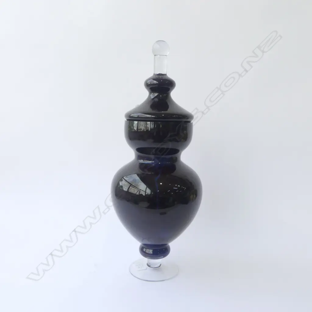 LARGE COLOURED GLASS LIDDED APOTHGRY JAR H550MM Image 1++