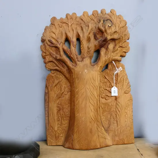 KAURI WOOD CARVING TANE MAHUTA SIGNED ALLEN GALE H540 W350MM