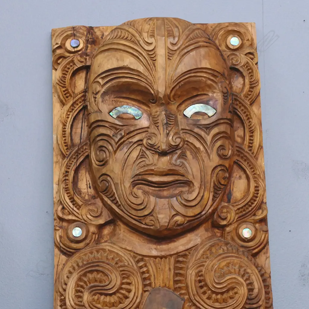 CARVED MAORI TOTARA PANEL H730 W270MM Image 1++