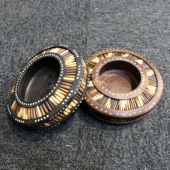 2 PORCUPINE QUILL INK WELL HOLDERS 150mm dia