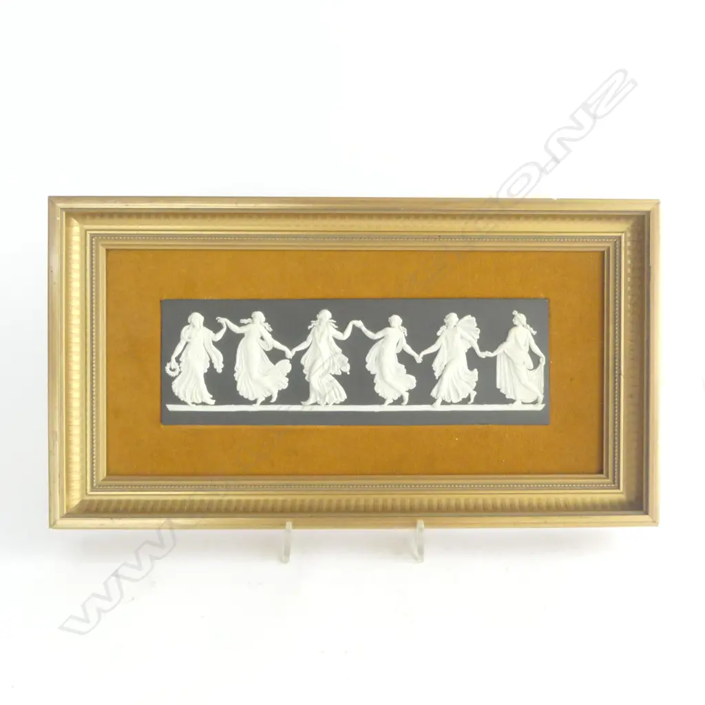 FRAMED WEDGWOOD PLAQUE 'DANCING HOURS', TM=180 x 330mm (sml frit to frame) Image 1++