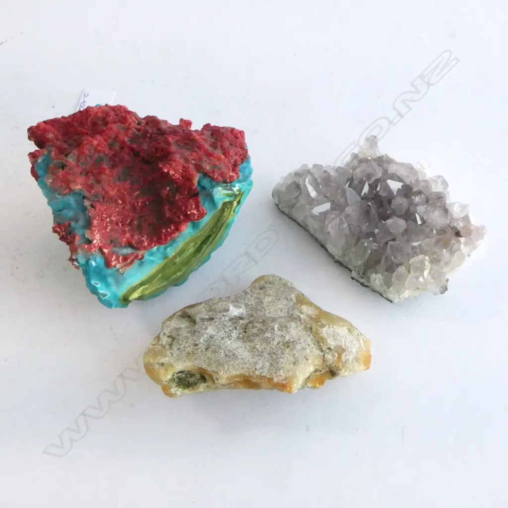 AMETHYST GEODE + 2 OTHERS (ONE POSSIBLY GLASS) Image 1++