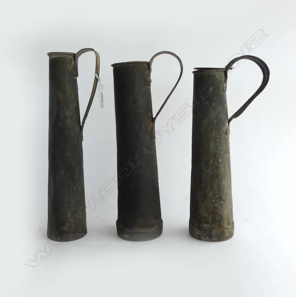 TRIO ANTIQUE CHINESE HAND FORGED PITCHERS (accompanying note suggests possibly from 1800's?) Image 1++