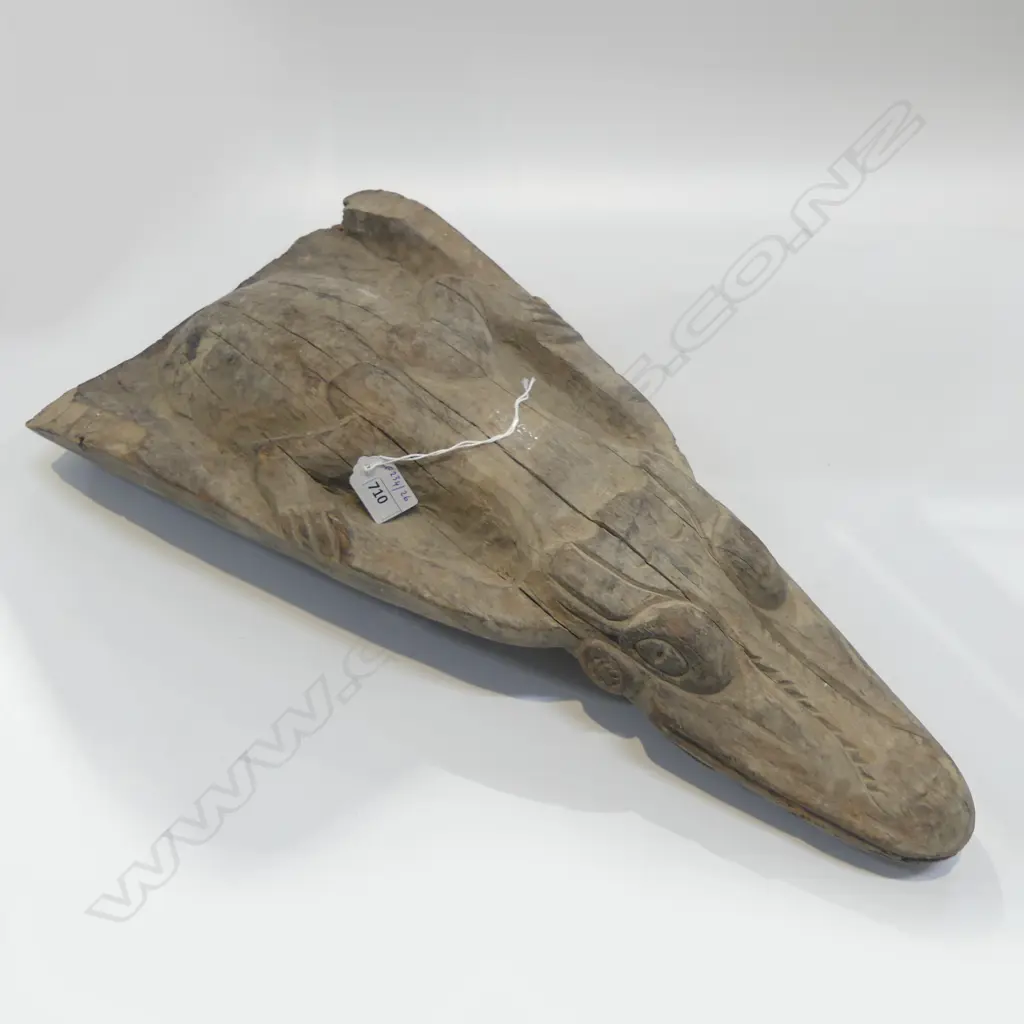 PNG CROCODILE CARVED WOOD CANOE PROW L540MM Image 1++