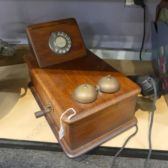 VINTAGE OAK WALL PHONE H.480mm