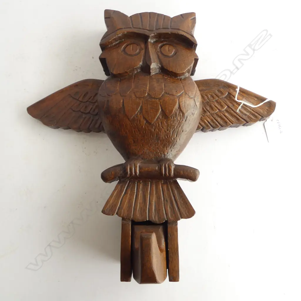 VINTAGE WOODEN ARTICULATED OWL COAT HANGER H.350mm Image 1++