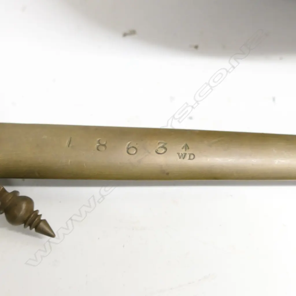 A mid-19th century bronze and copper hanging balance scale by H Pooley & Sons England.  Issued to British forces stationed in Fort of Whanganui 1860's. Image 1++