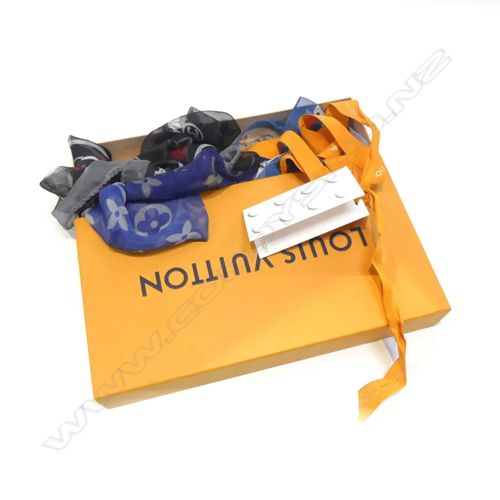 2 LOUIS VUITTON SCARFS + 1 CHANEL. In LV box Image 1++