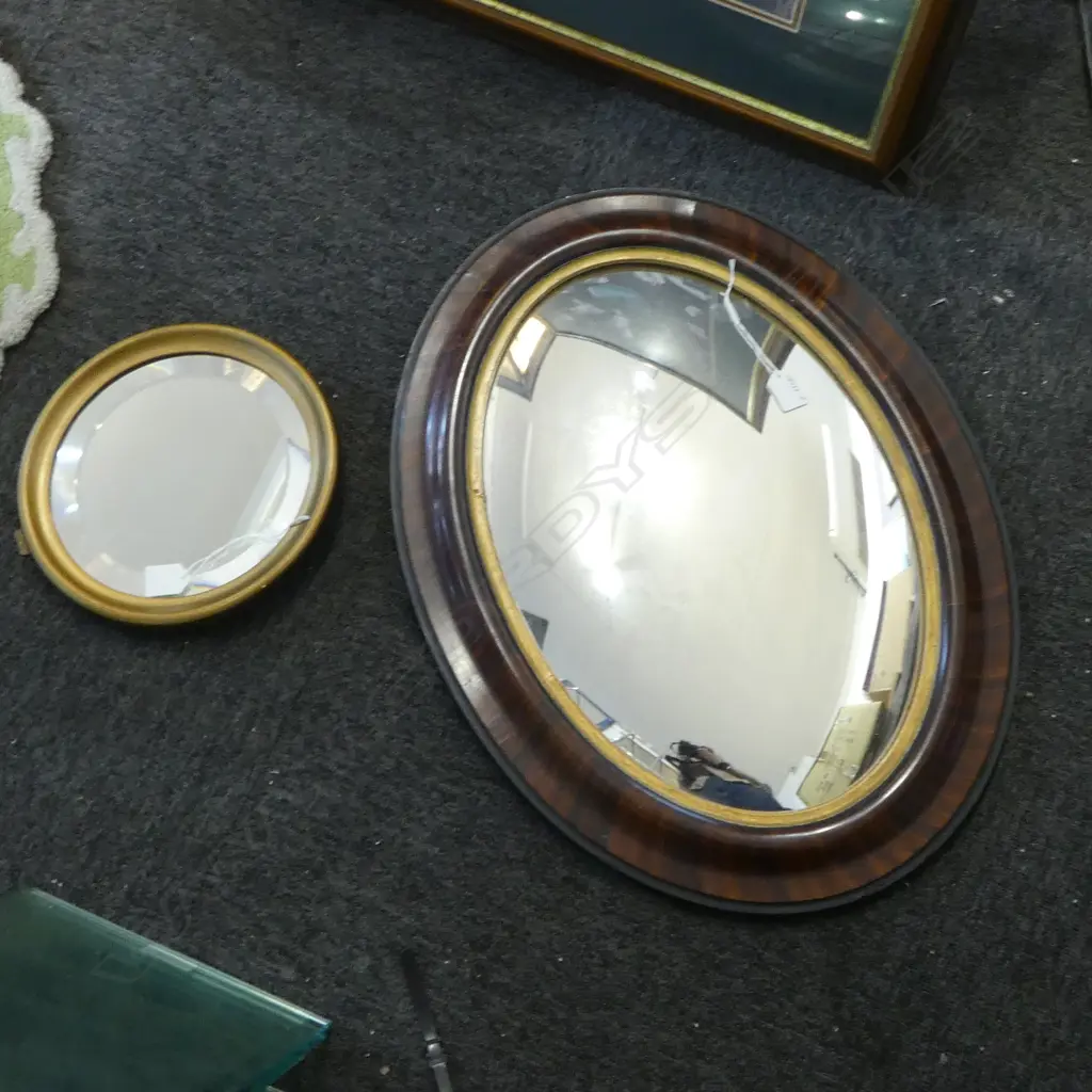 VINTAGE OVAL FRAMED MIRROW, WALL HANGING, H.640mm Image 1++