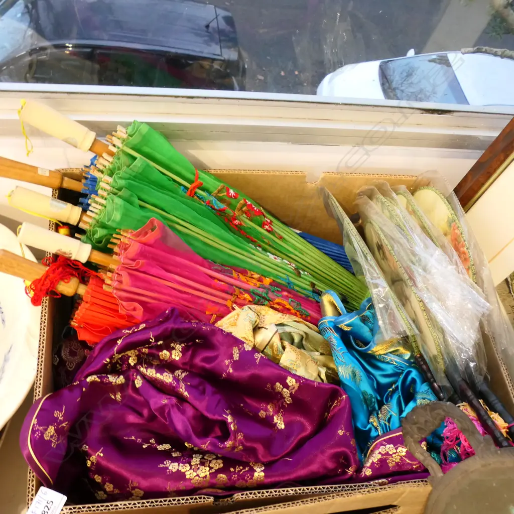 ORIENTAL ITEMS;  CHEONGSAM DRESSES, FANS, PARASOLS Image 1++