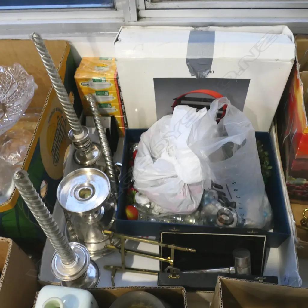 TRAY LOT EP CANDLABRA SMALL SHELF UNIT GLASS CRYSTAL BULBS ETC Image 1++