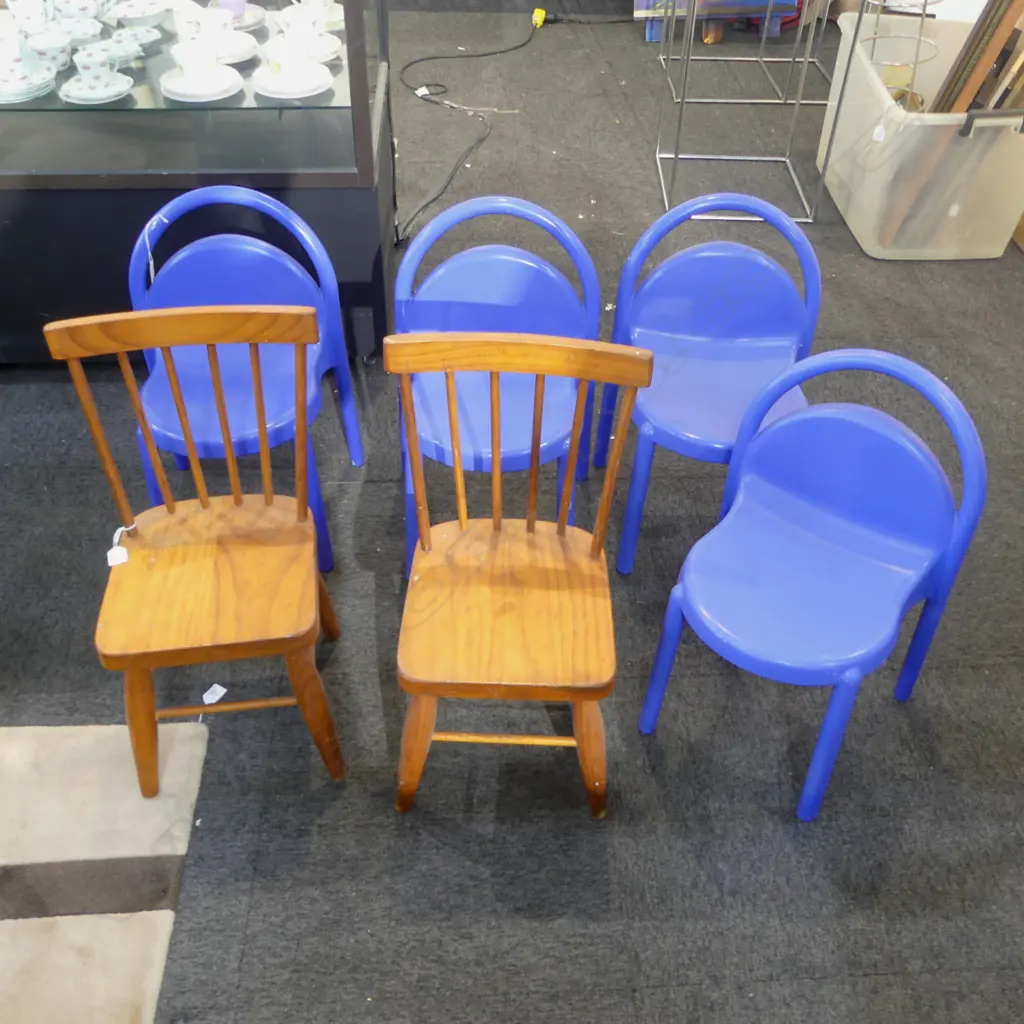 4 BLUE IKEA 'DAGIS' CHILDRENS CHAIRS + PR WOODEN (BORER) Image 1++