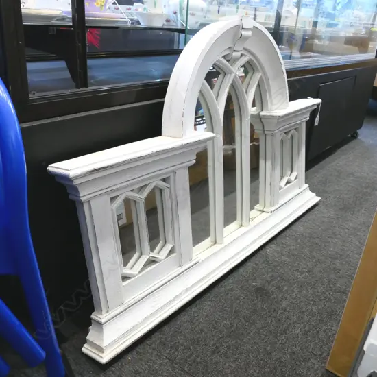 LG WHITE PAINTED PALLADIAN WINDOW MIRROR 660x1120mm