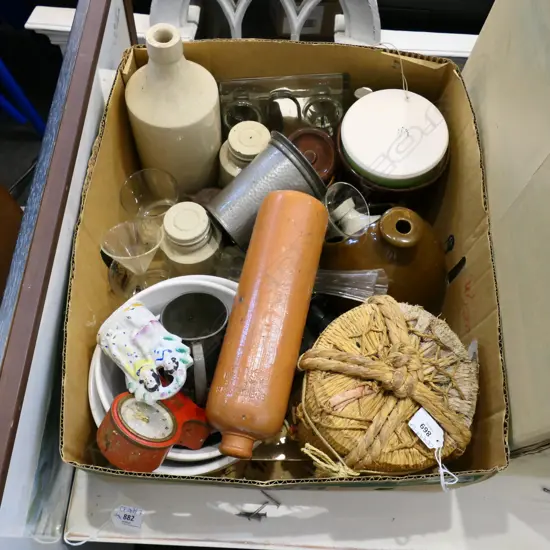 BOX OF ASST. KITCHEN WARE, CROCKERY, etc