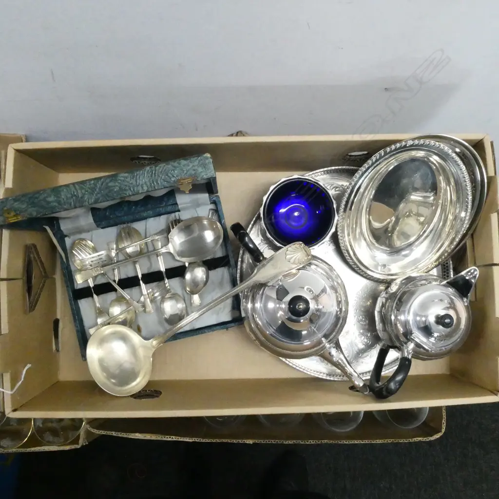 ASST. SILVER PLATE INCLUDING CASED ANGORA CUTLERY Image 1++