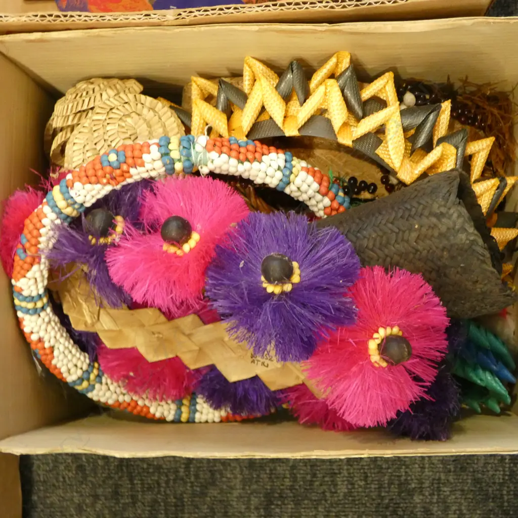 BOX OF ASST. WOVEN TRIBAL HEADBANDS etc Image 1++