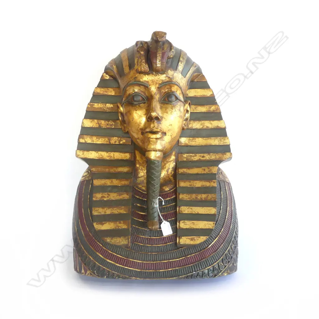 20thC antique style resin Egyptian Pharaoh King Tutankhamen Golden wall mask, Image 1++