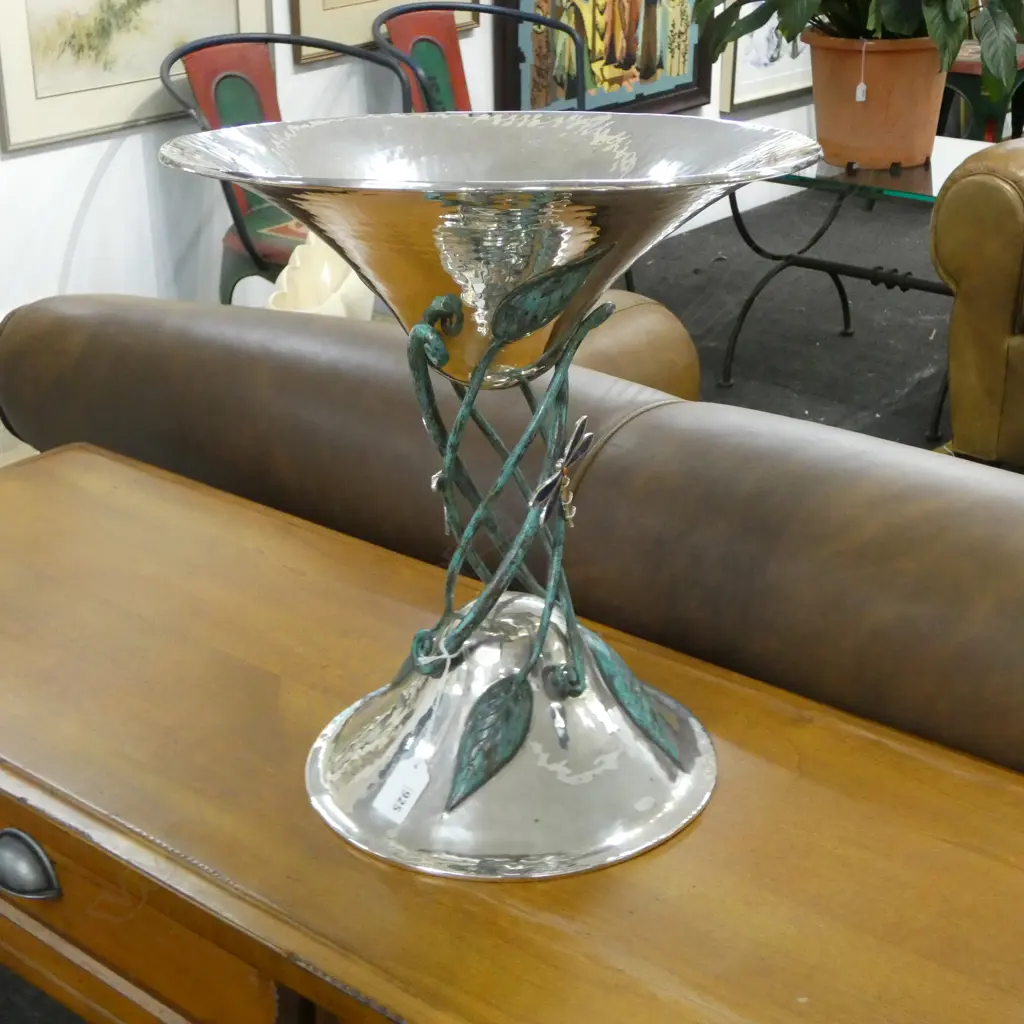 LRG EMILIA CASTILLO BEATEN SILVERPLATE CENTREPIECE, H.360mm Dia.330mm Image 1++