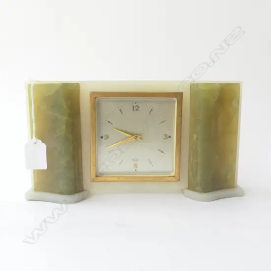 ART DECO ONYX ENGLISH MANTLE CLOCK RESTORED REQUIRES BACK PLATE SCREWS L250MM