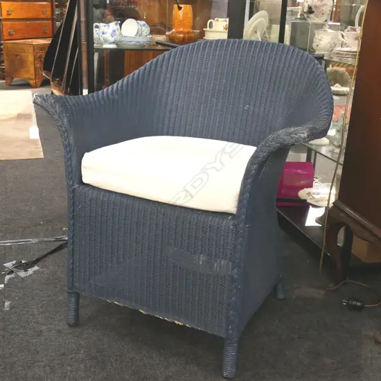 BLUE PAINTED LUSTYS LLOYD LOOM ARMCHAIR