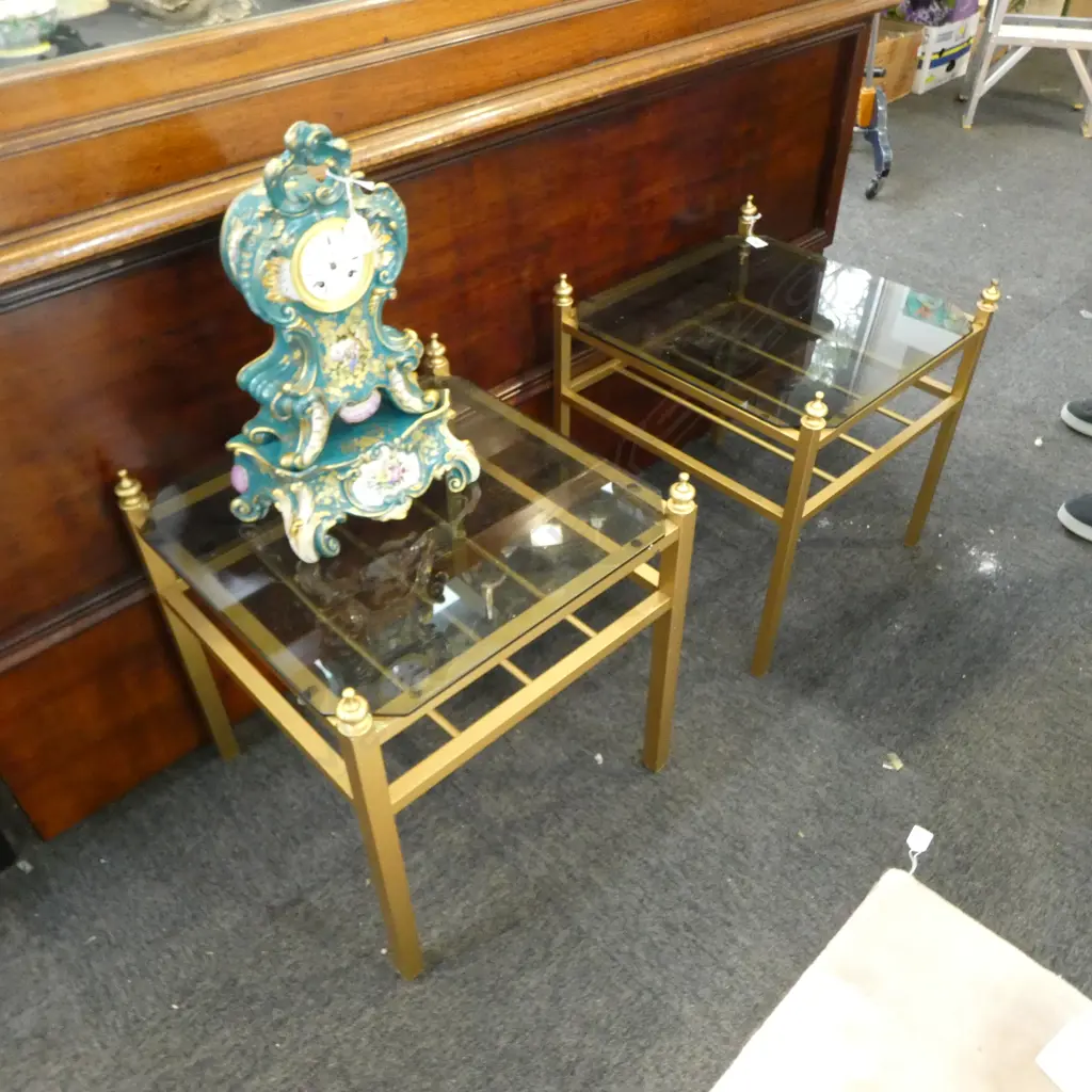 PR MODERN SIDE TABLES, GLASS TOP 455x455x505mm Image 1++