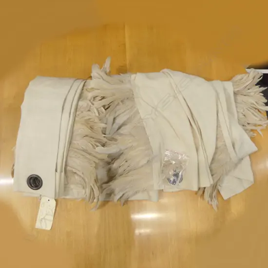 2 EYELET LINEN CURTAINS w. FEATHER TRIM 2.7x1.4m & 3x1.4m