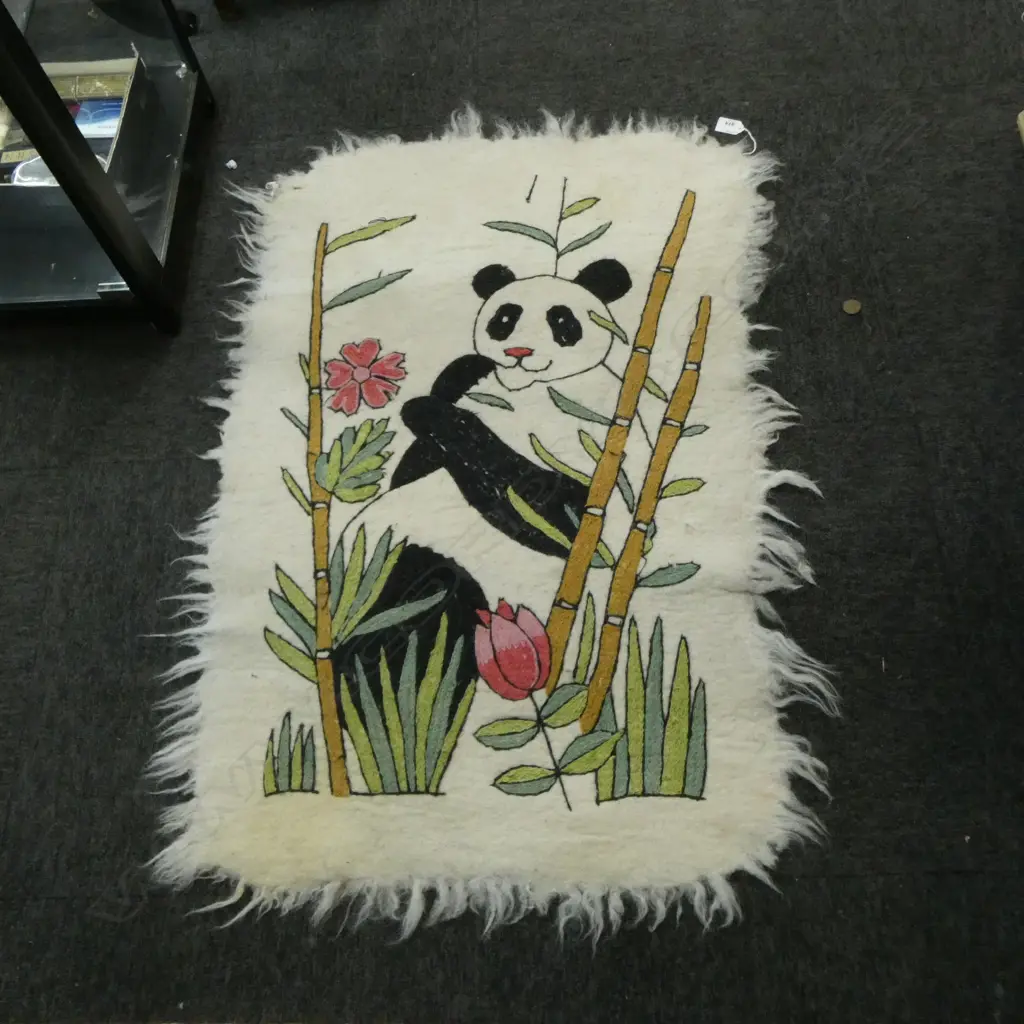 FELTED WOOL PANDA RUG 950x630mm Image 1++