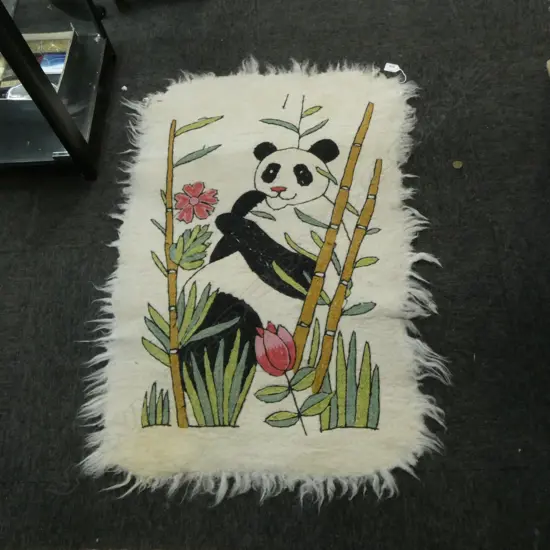 FELTED WOOL PANDA RUG 950x630mm