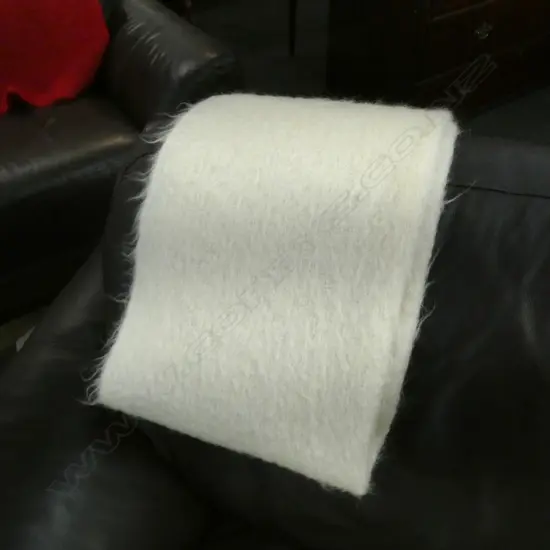 white/cream MOHAIR THROW / BLANKET labelled 75% Mohair 25% wool Made in Scotland by Andrew Stewart