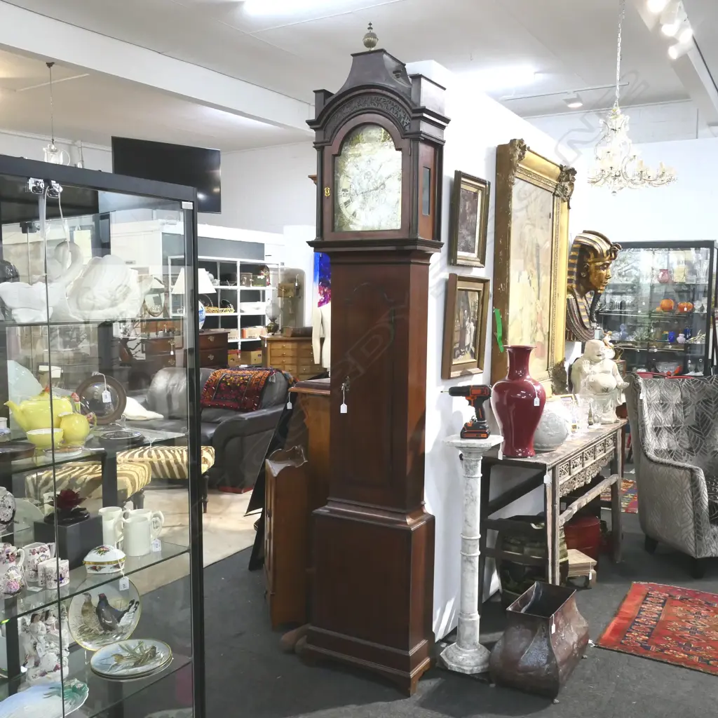 GEORGIAN MAHOGANY LONG CASE CLOCK - CHARLES FARQUHARSON DUNDEE H.2515mm - not running Image 1++