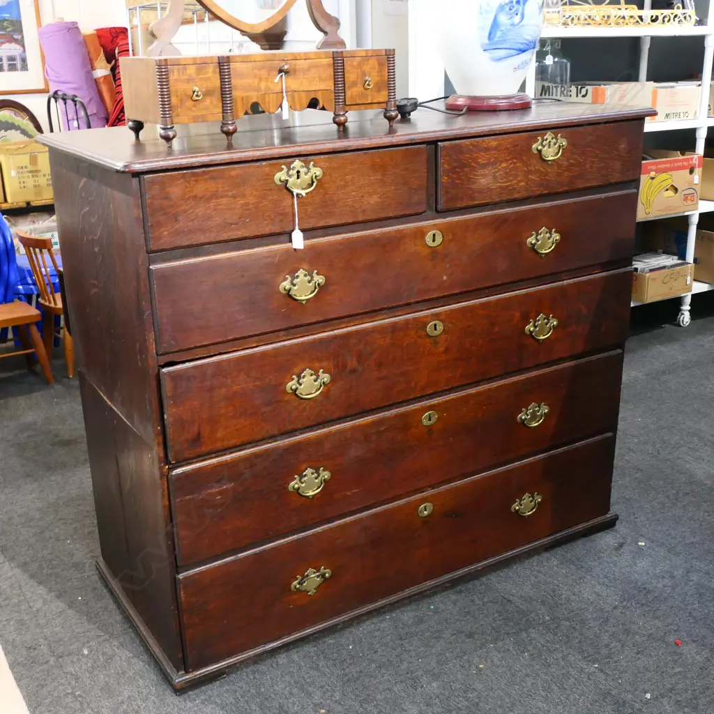 GEORGIAN OAK CHEST OF DRAWERS 1300x570x1120mm Image 1++