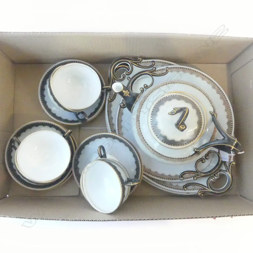 SEVRES CHINA PART TEASET TEAPOT 3 SERVING PLATES & 6C/S Image 1++