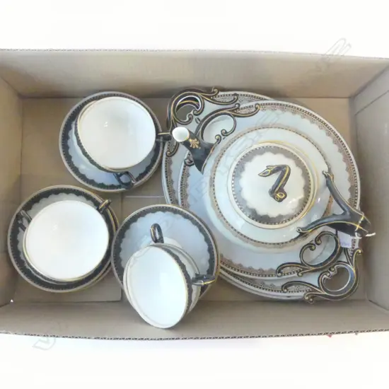 SEVRES CHINA PART TEASET TEAPOT 3 SERVING PLATES & 6C/S