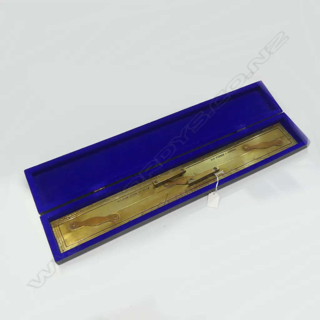 VINTAGE PARALLEL RULES by KELVIN & HUGHES LONDON, WOODEN CASED, L.640mm Image 1++