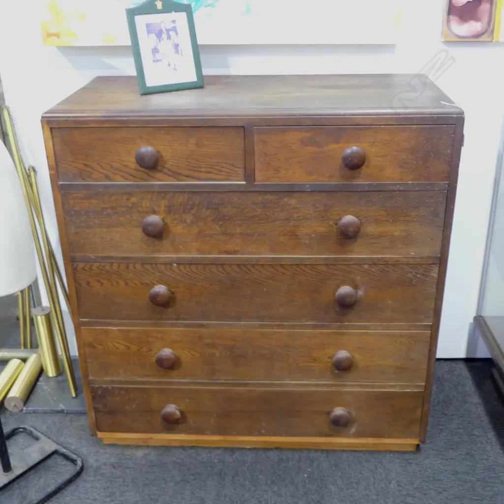 OAK 6 DRAWER CHEST W.990mm BORER Image 1++