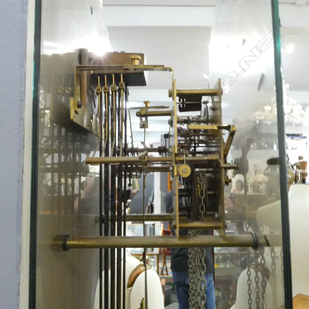 GLASS LONG CASE CLOCK, HANDMADE BRASS FITTINGS BY JOHN BORROWS 350x230x1900mm Image 1++