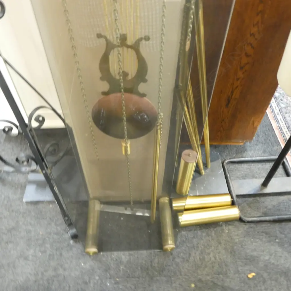 GLASS LONG CASE CLOCK, HANDMADE BRASS FITTINGS BY JOHN BORROWS 350x230x1900mm Image 1++