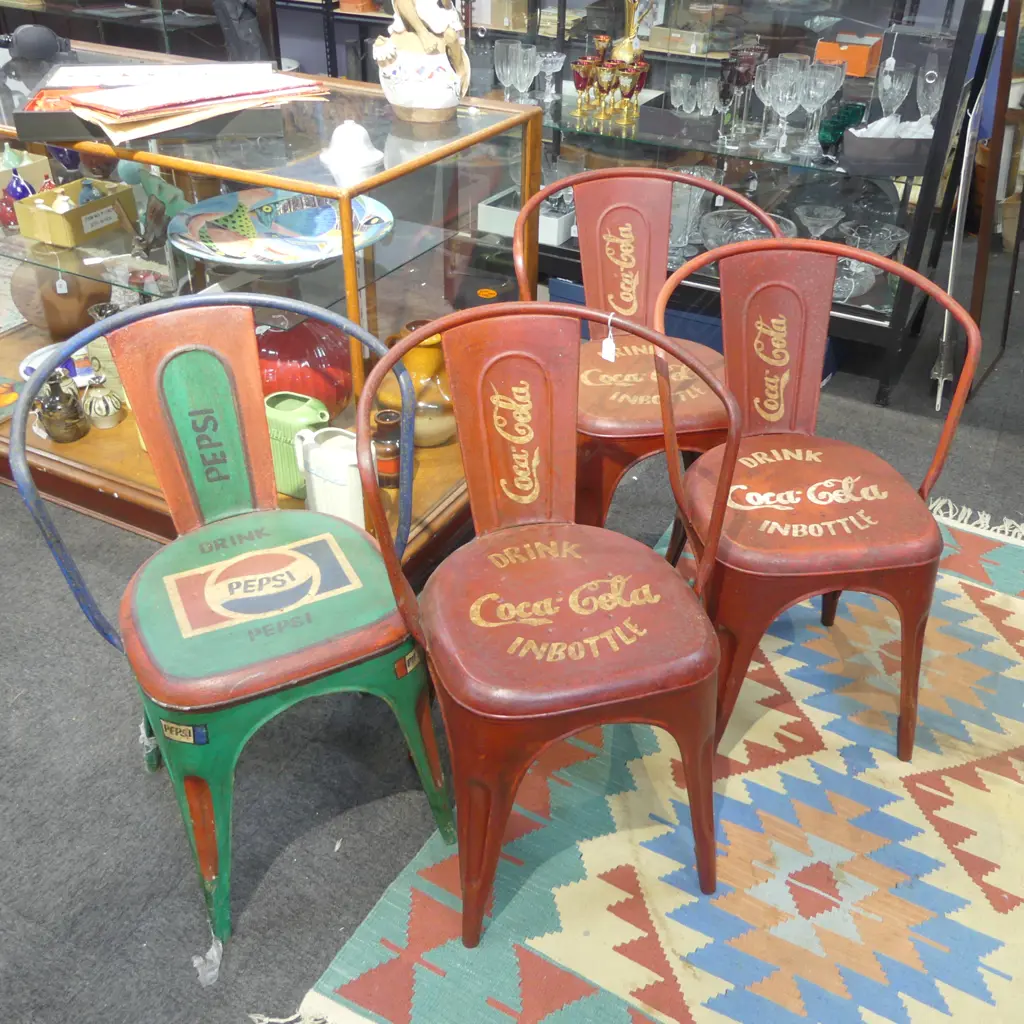 4 INDUSTRIAL STYLE CHAIRS 'COCA-COLA' Image 1++