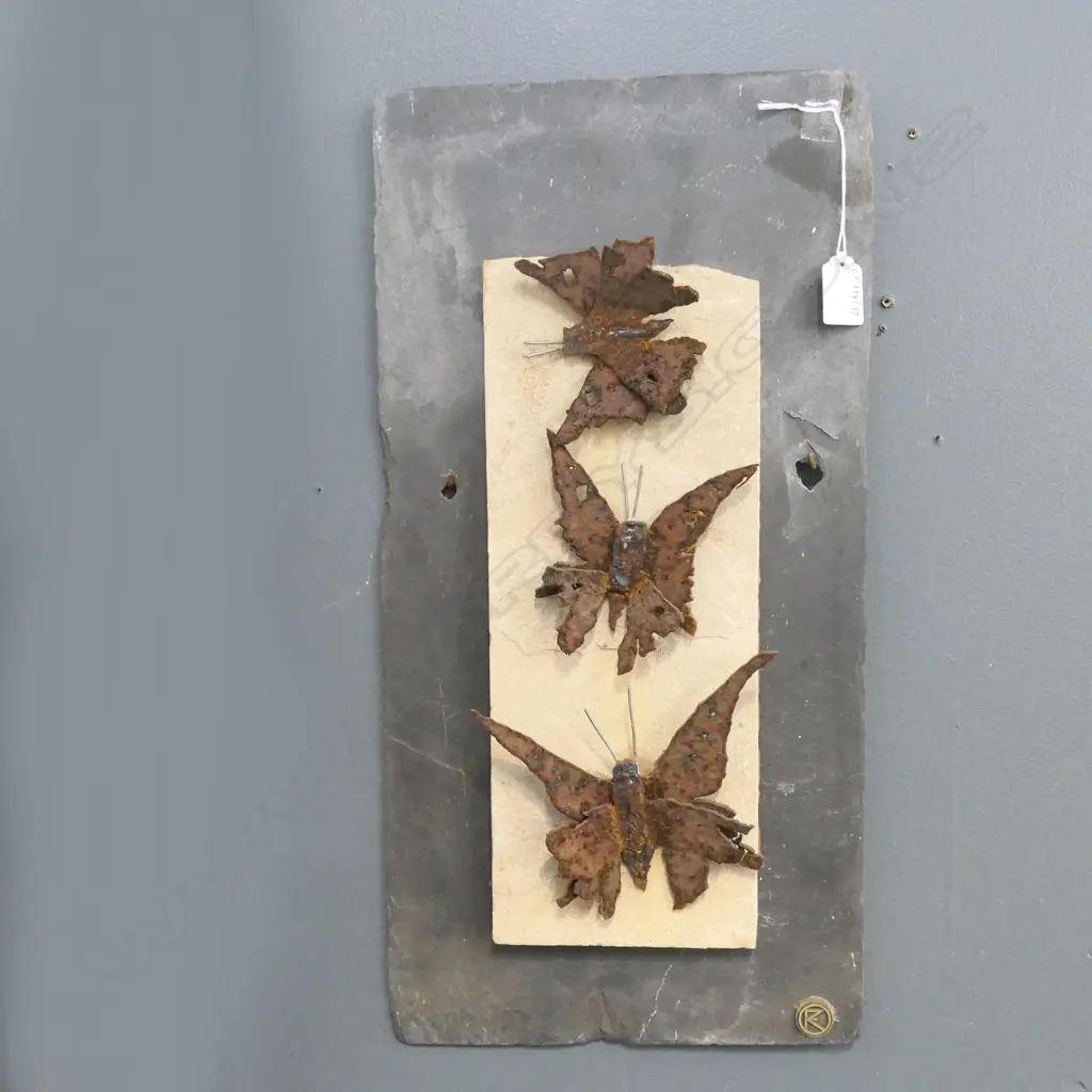 SLATE & IRON OUTDOOR BUTTERFLY ARTWORK INITIALED R H510 W250MM Image 1++