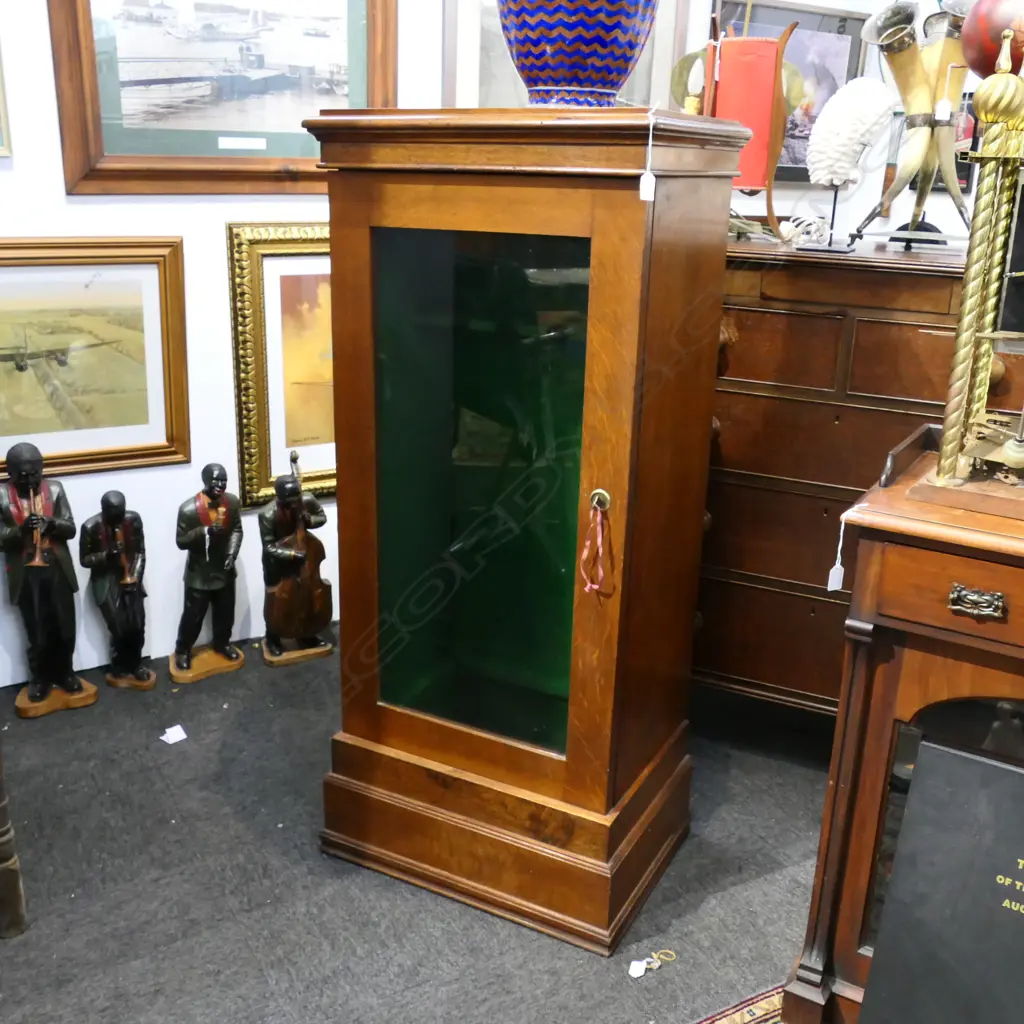 GLAZED WOODEN DISPLAY CABINET 585x450x1350mm Image 1++